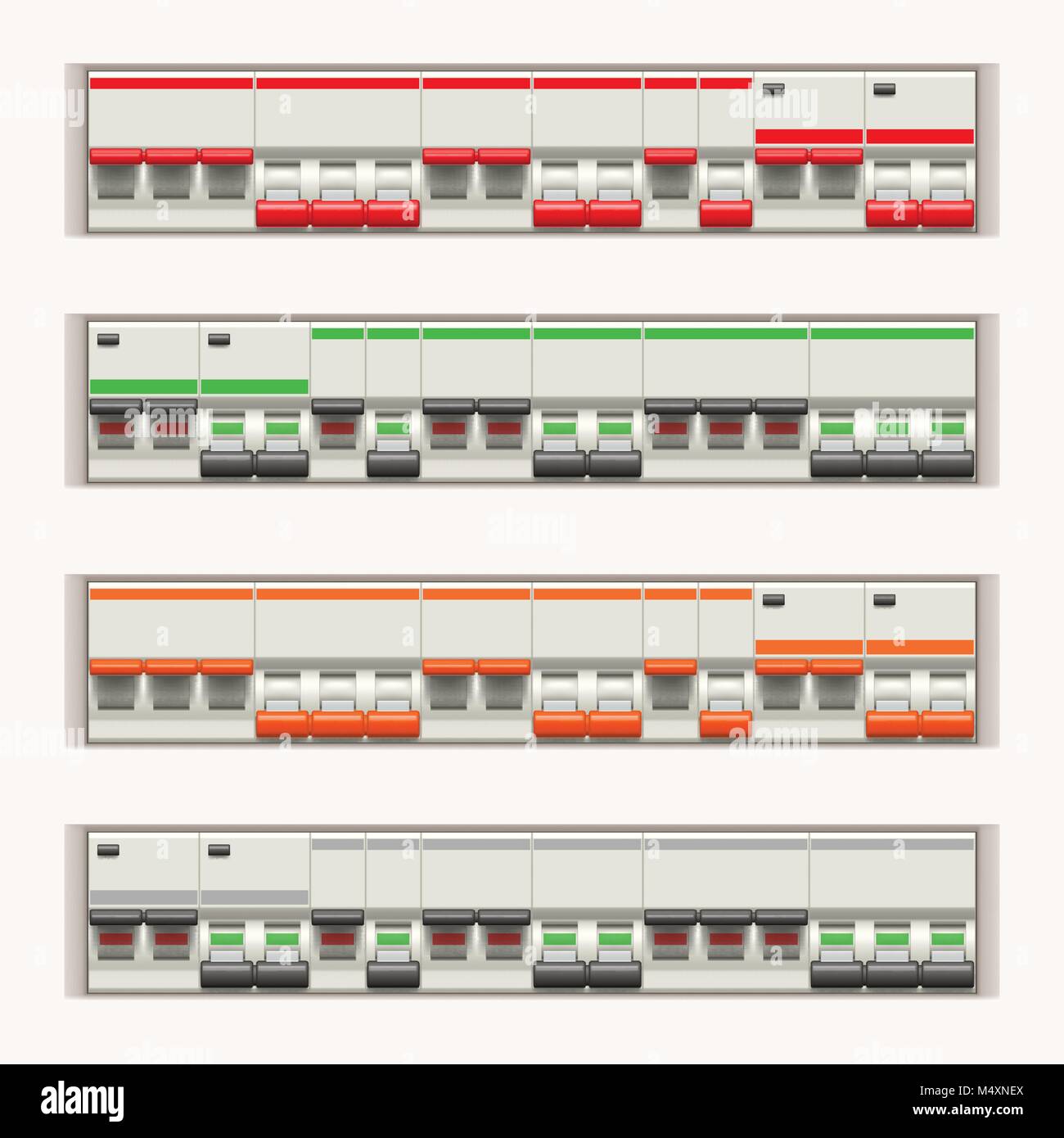 electric switches in line Stock Vector