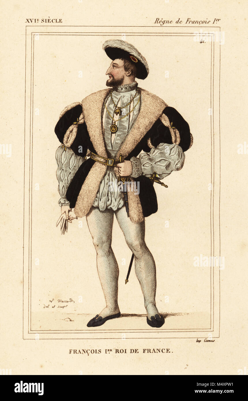King Francis I of France. Francois I, roi de France, 1494-1547. Drawn ...