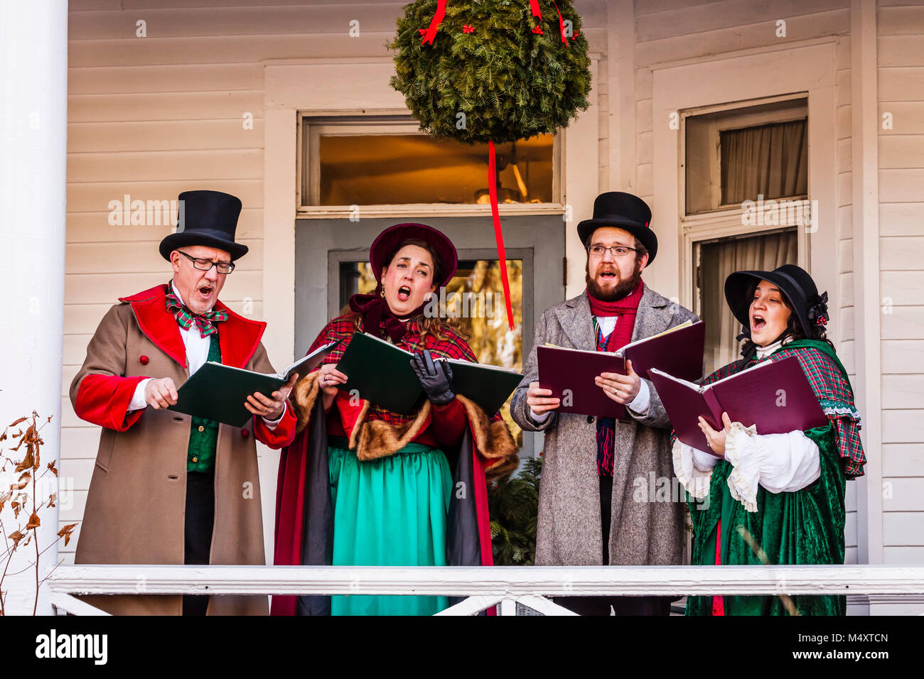 Main Street At Christmas Stockbridge, Massachusetts, USA Stock Photo