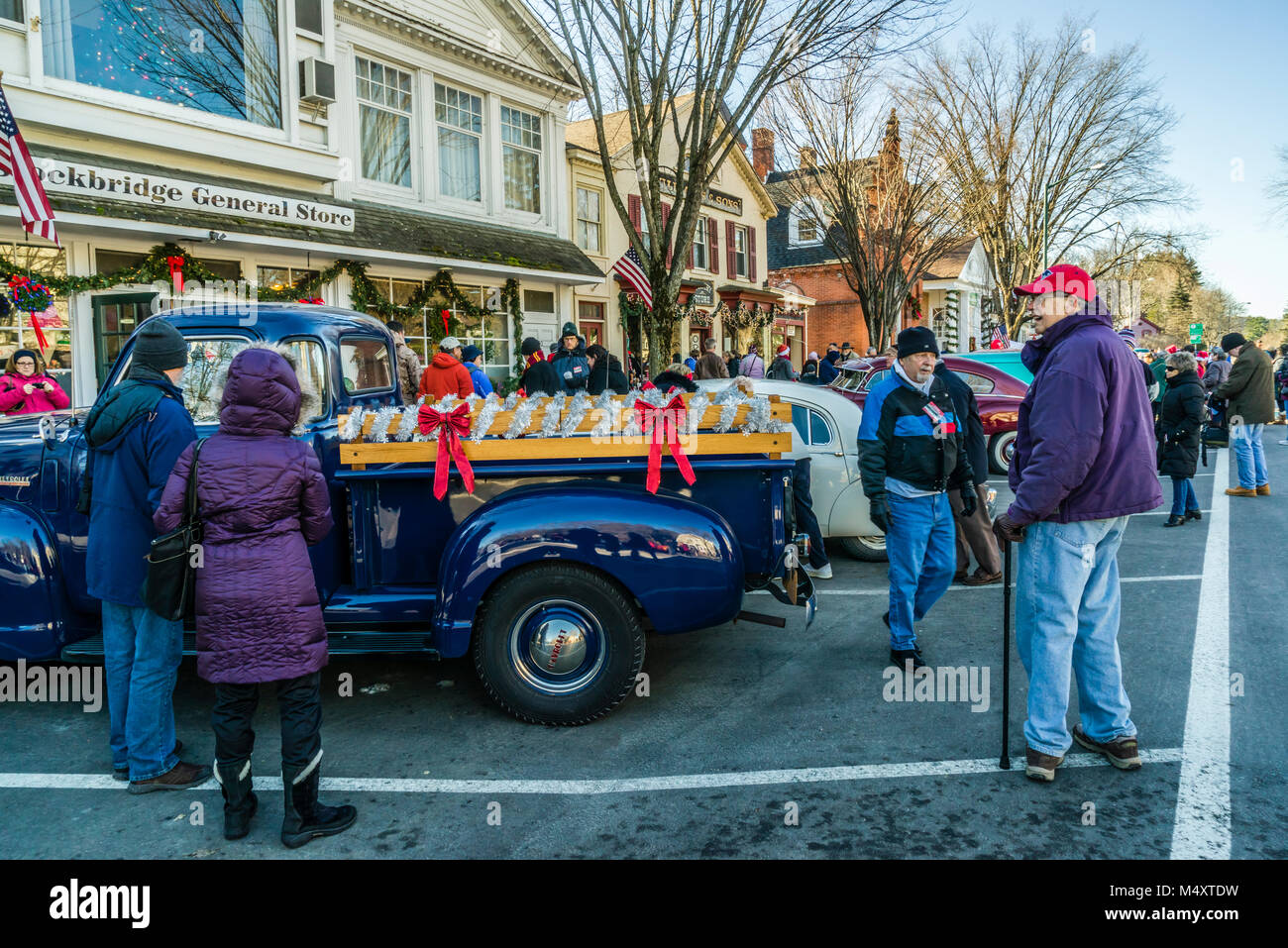 Main Street At Christmas Stockbridge, Massachusetts, USA Stock Photo