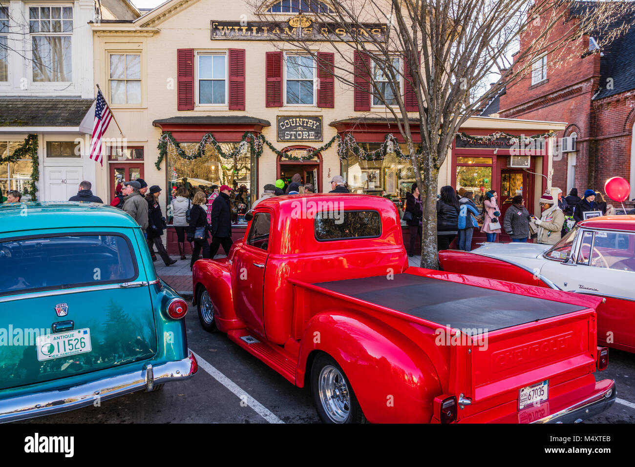 Main Street At Christmas Stockbridge, Massachusetts, USA Stock Photo