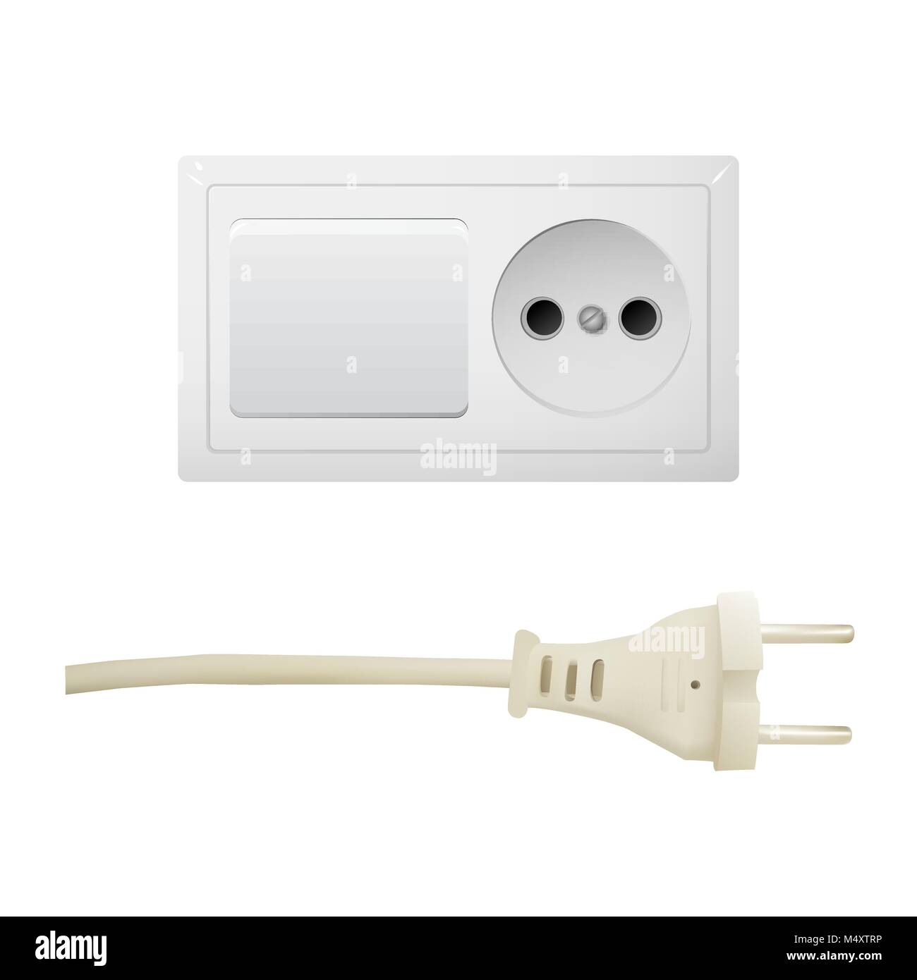 Electric white socket with plug and switch. Electricity vector ...