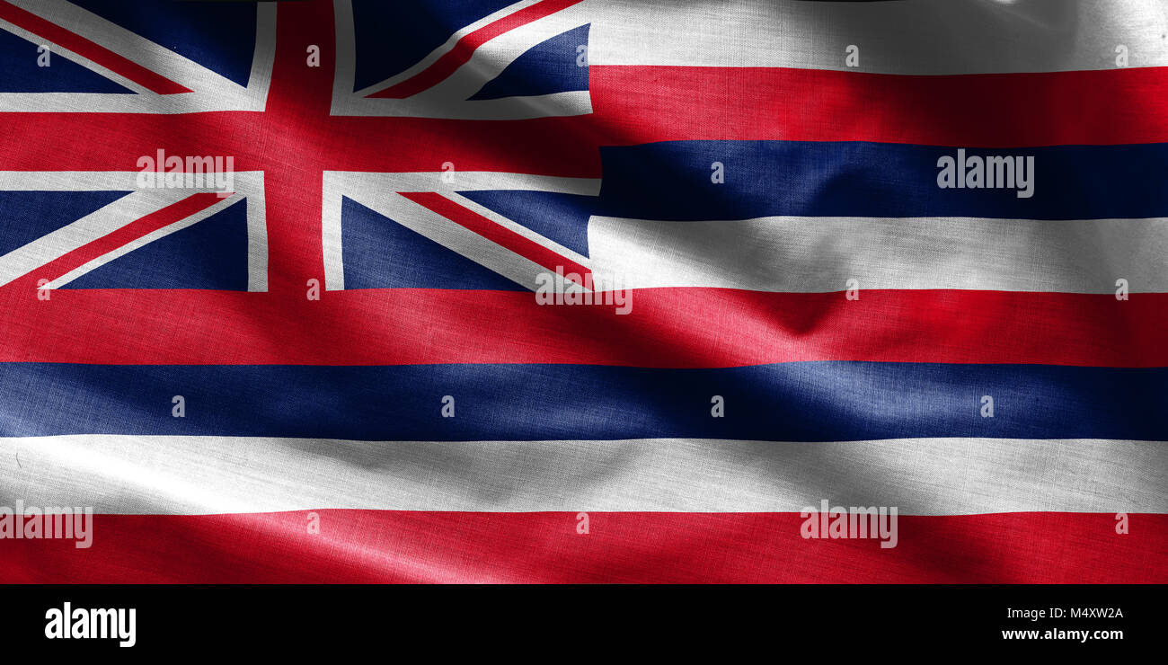 US state flag of Hawaii - waving fabric background, wallpapers, Stock Photo