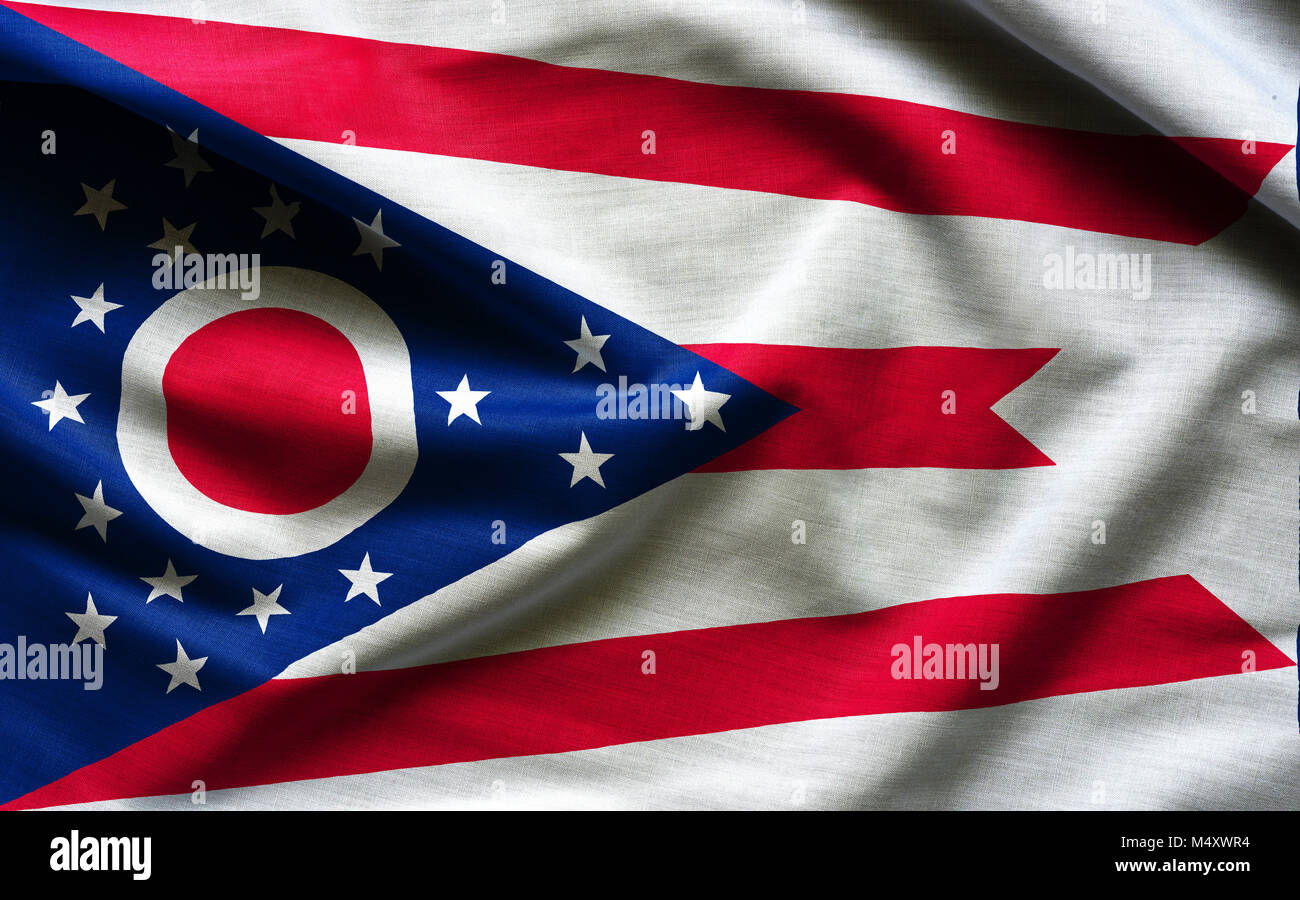 Fabric texture of the Ohio Flag - Flags from the USA Stock Photo