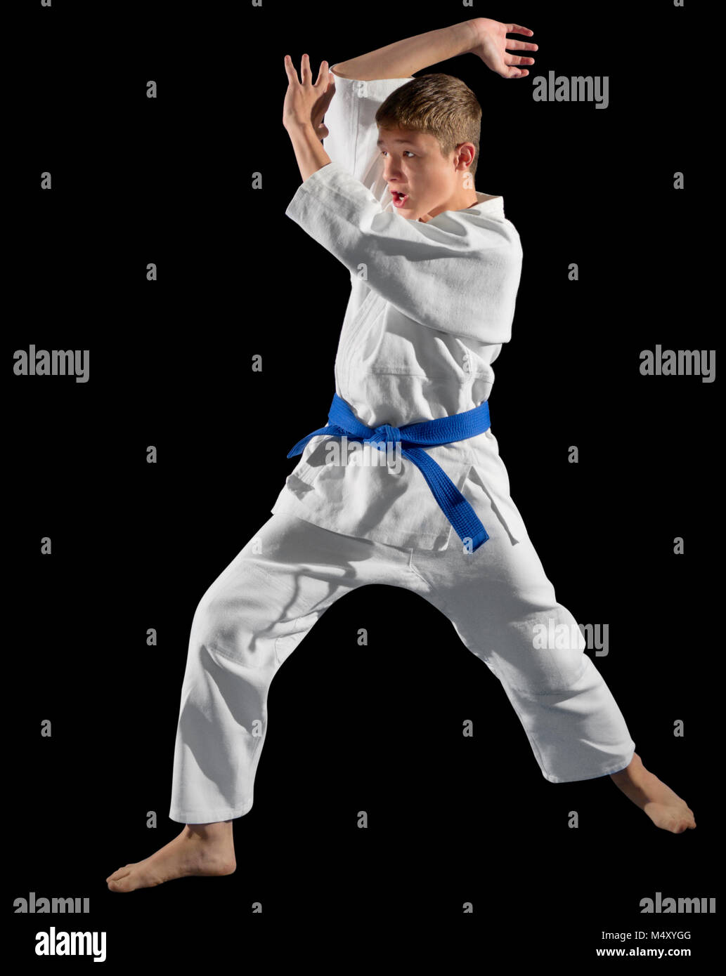 Boy martial arts fighter isolated Stock Photo Alamy