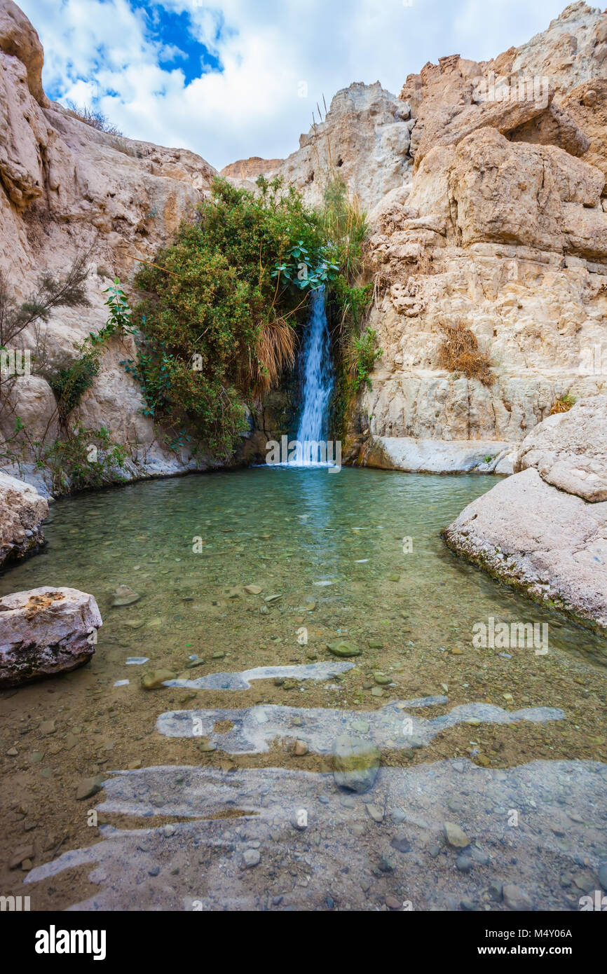 Small falls among stones of the dried-up desert Stock Photo