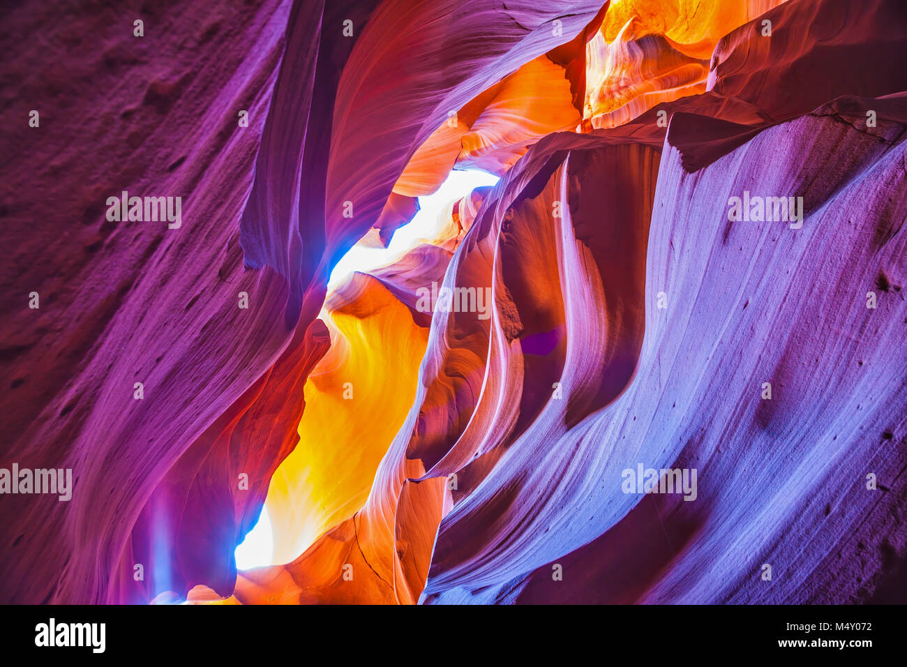 The purple hues slot canyon Antelope. Stock Photo