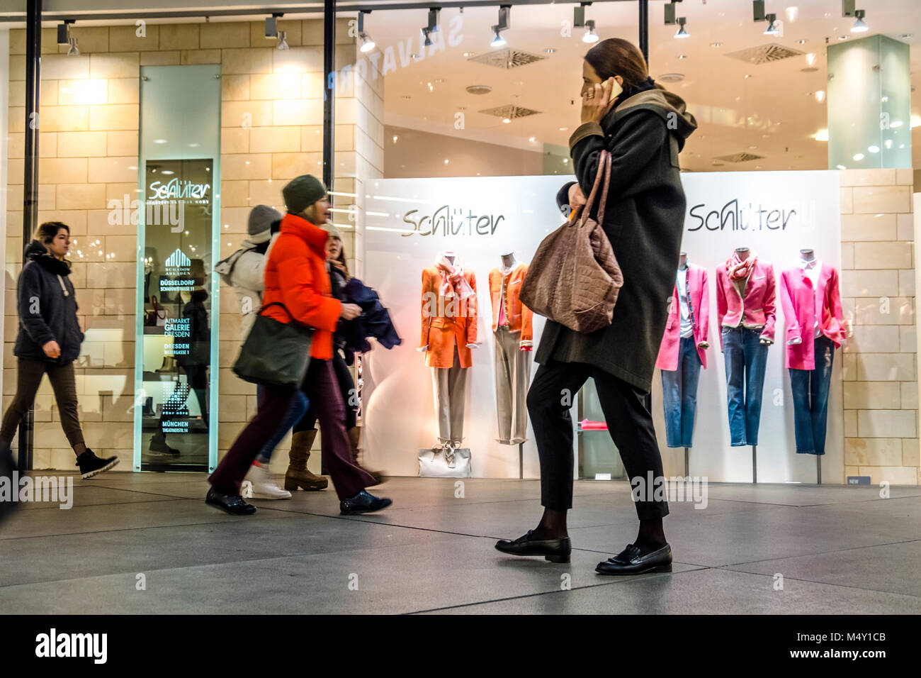MUNICH, GERMANY FEBRUARY 15 2018 People shopping in a typical German