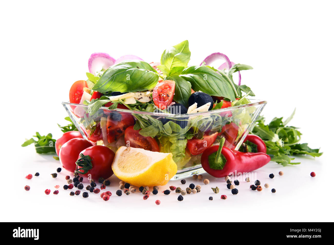 Composition with vegetable salad bowl. Balanced diet Stock Photo Alamy