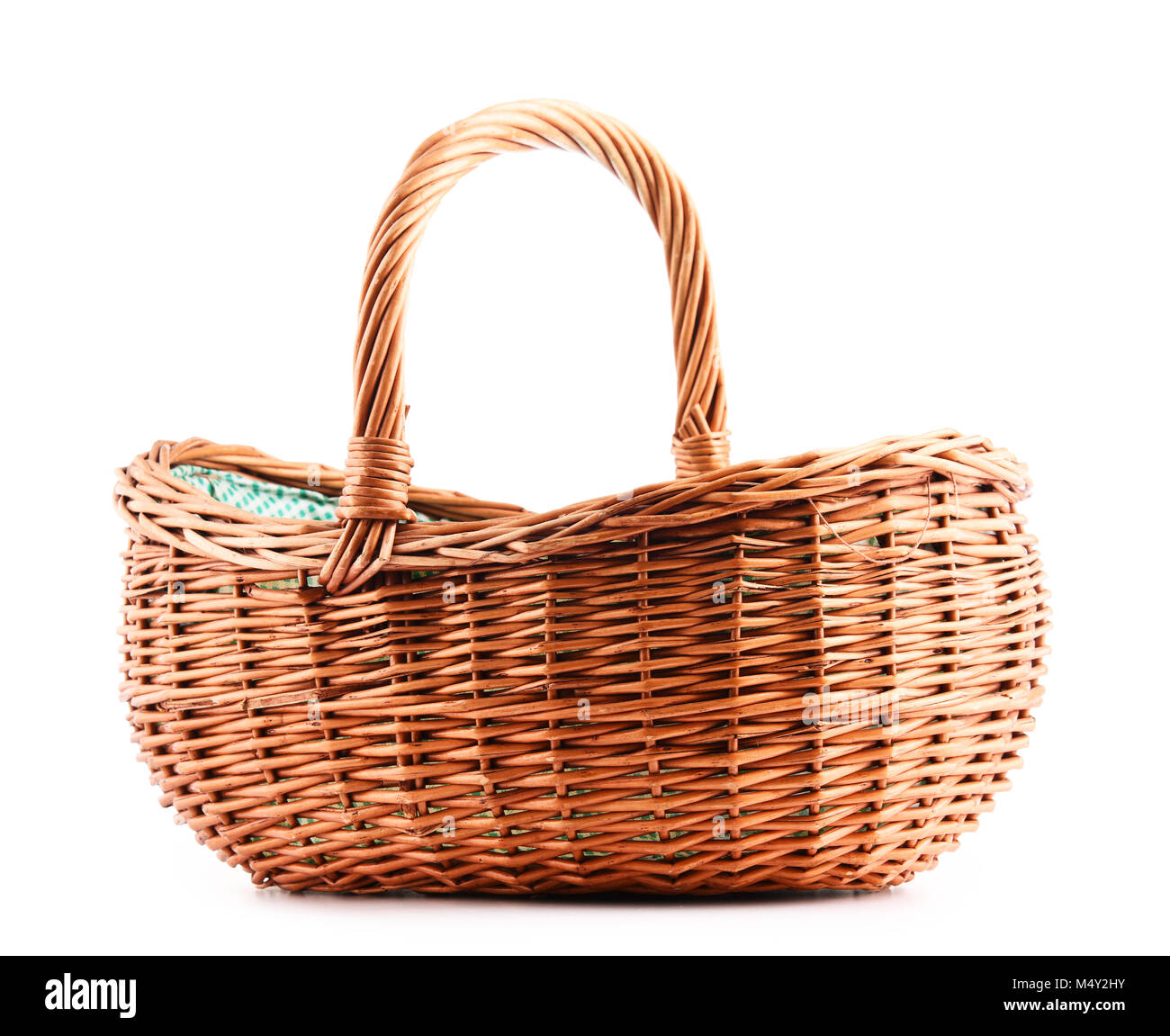 Empty wicker basket isolated on white background Stock Photo - Alamy