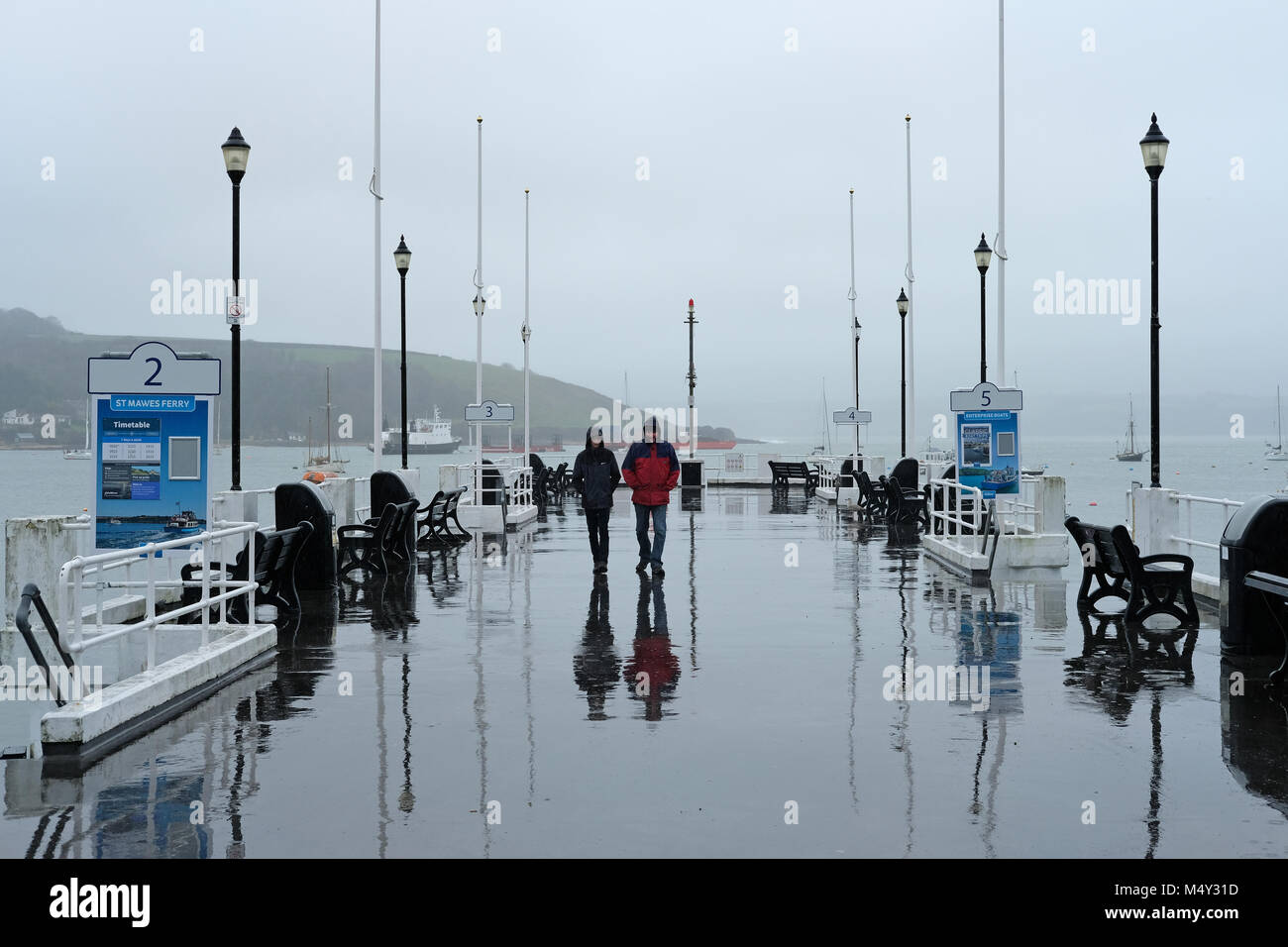 A rainy winters day in Falmouth, Cornwall Stock Photo