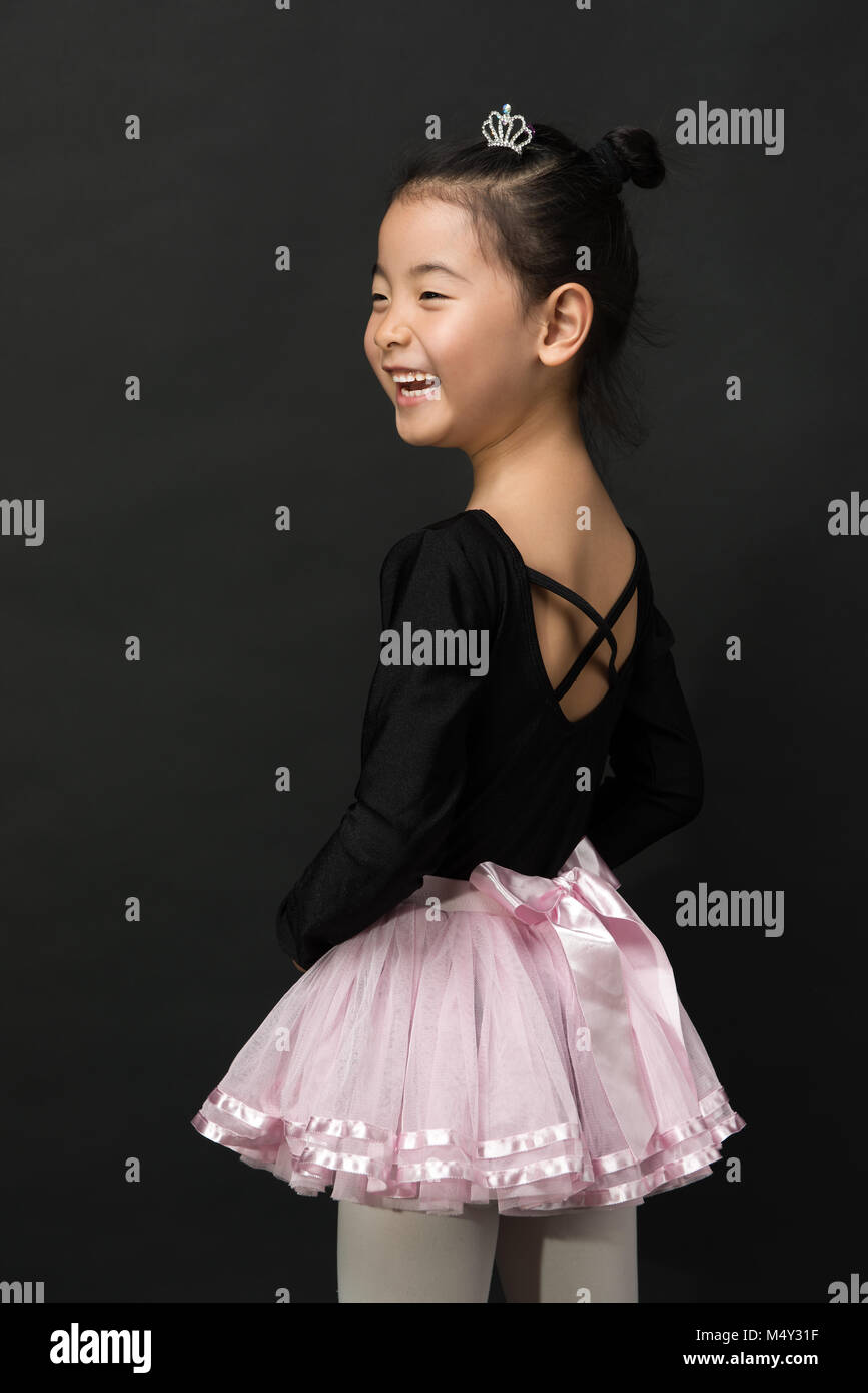 Asian little girl ballerina Stock Photo