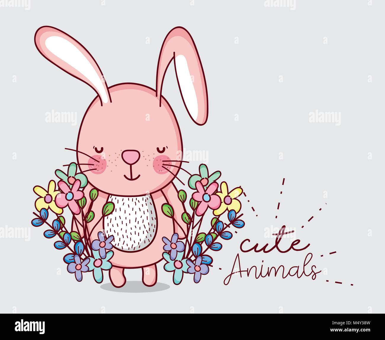 Pink Rabbit Doodle Cute pink bunny doodle cartoon Stock Vector Image & Art - Alamy