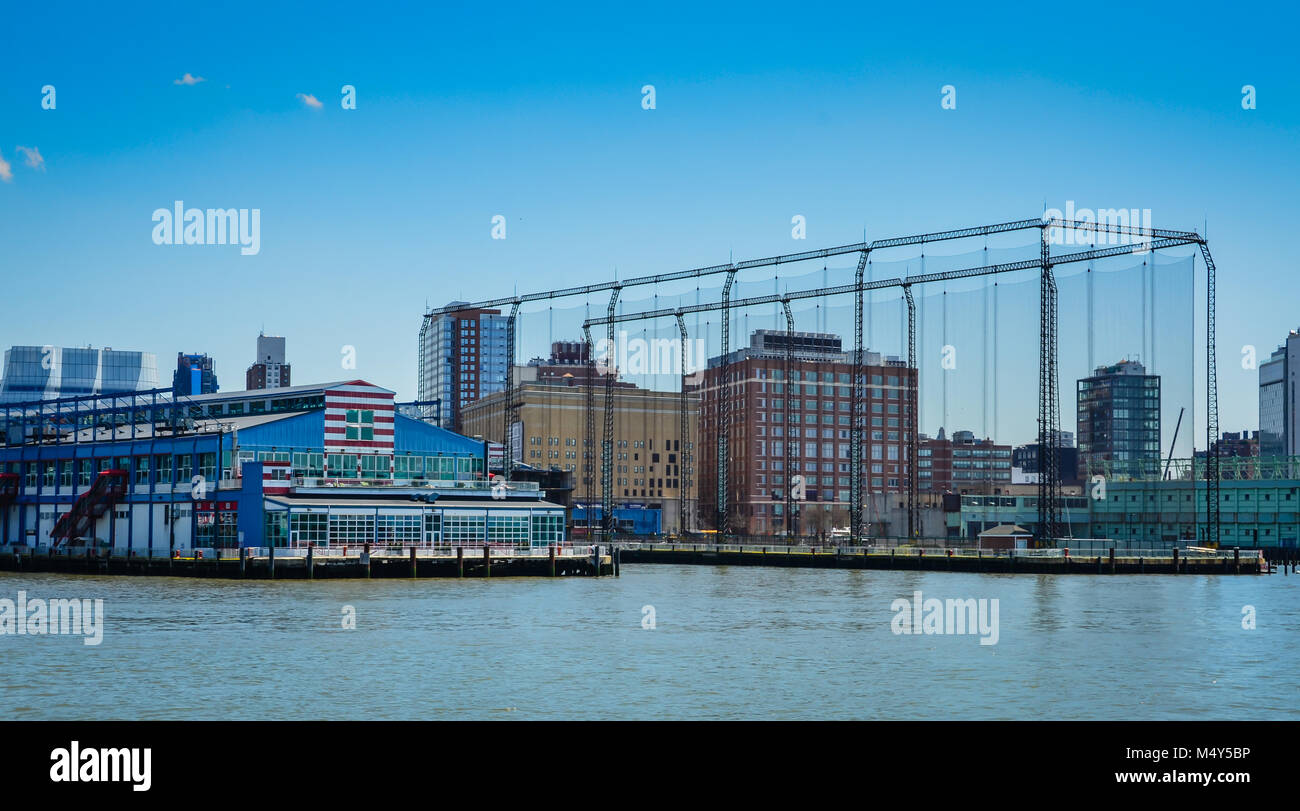 Hudson River view of Chelsea Piers Sports & Entertainment Complex in Manhattan, New York City. Stock Photo