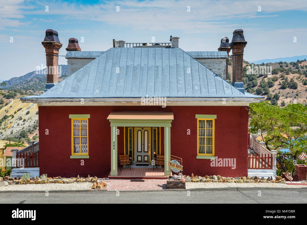 Historic Chollar mansion, built between 1861 and 1863, was the head office of the Chollar Mine. Virginia City, NV, USA Stock Photo