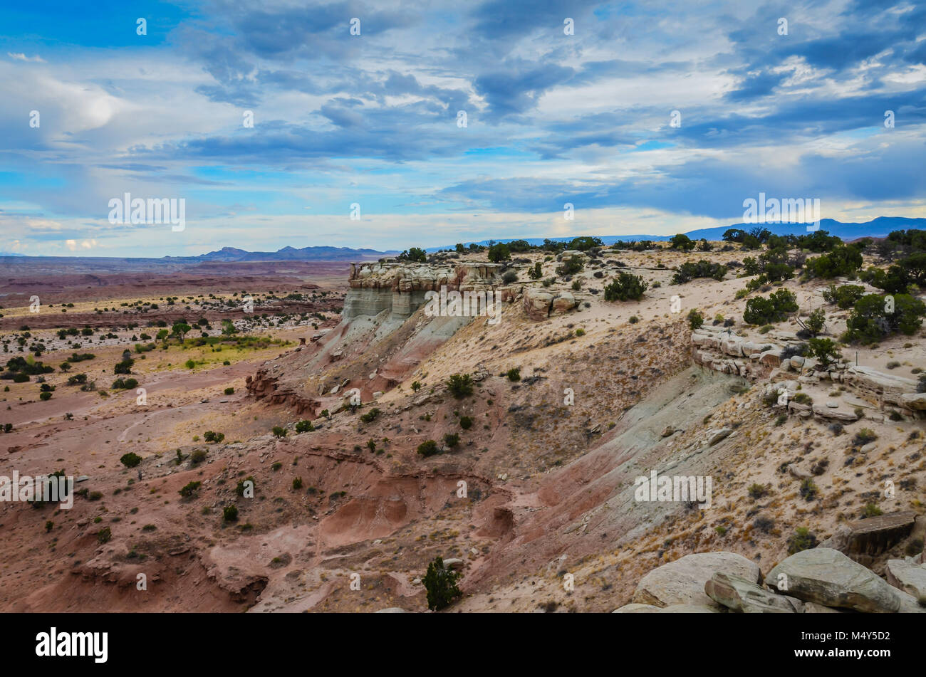 Colorful High Desert in Early Castle Valley. Pullout along Interstate Hwy. 70 in Utah. Stock Photo