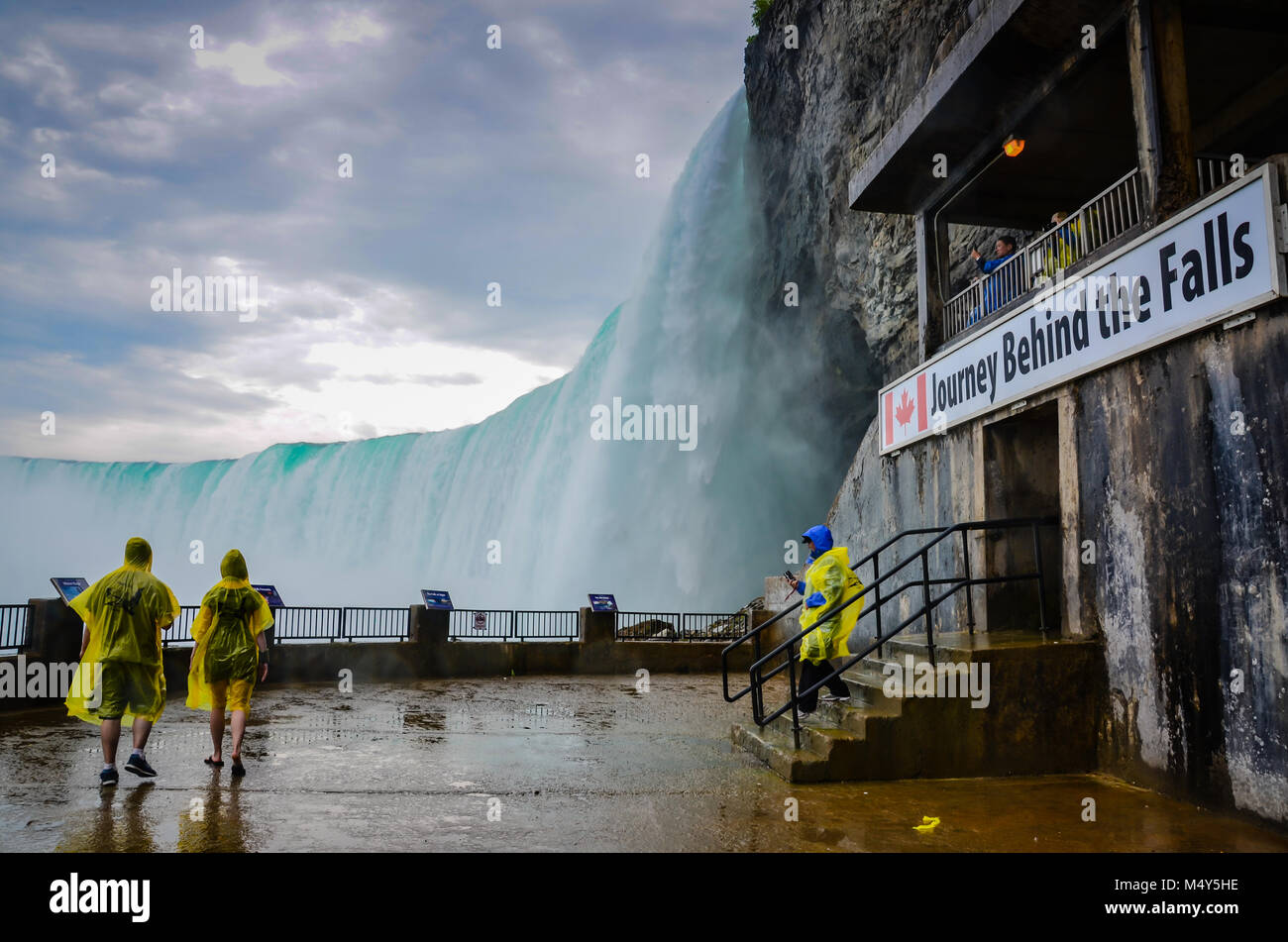 Journey Behind the Falls attraction in the Table Rock Centre beside the Canadian Horseshoe Falls. Niagara Falls, Ontario, Canada Stock Photo
