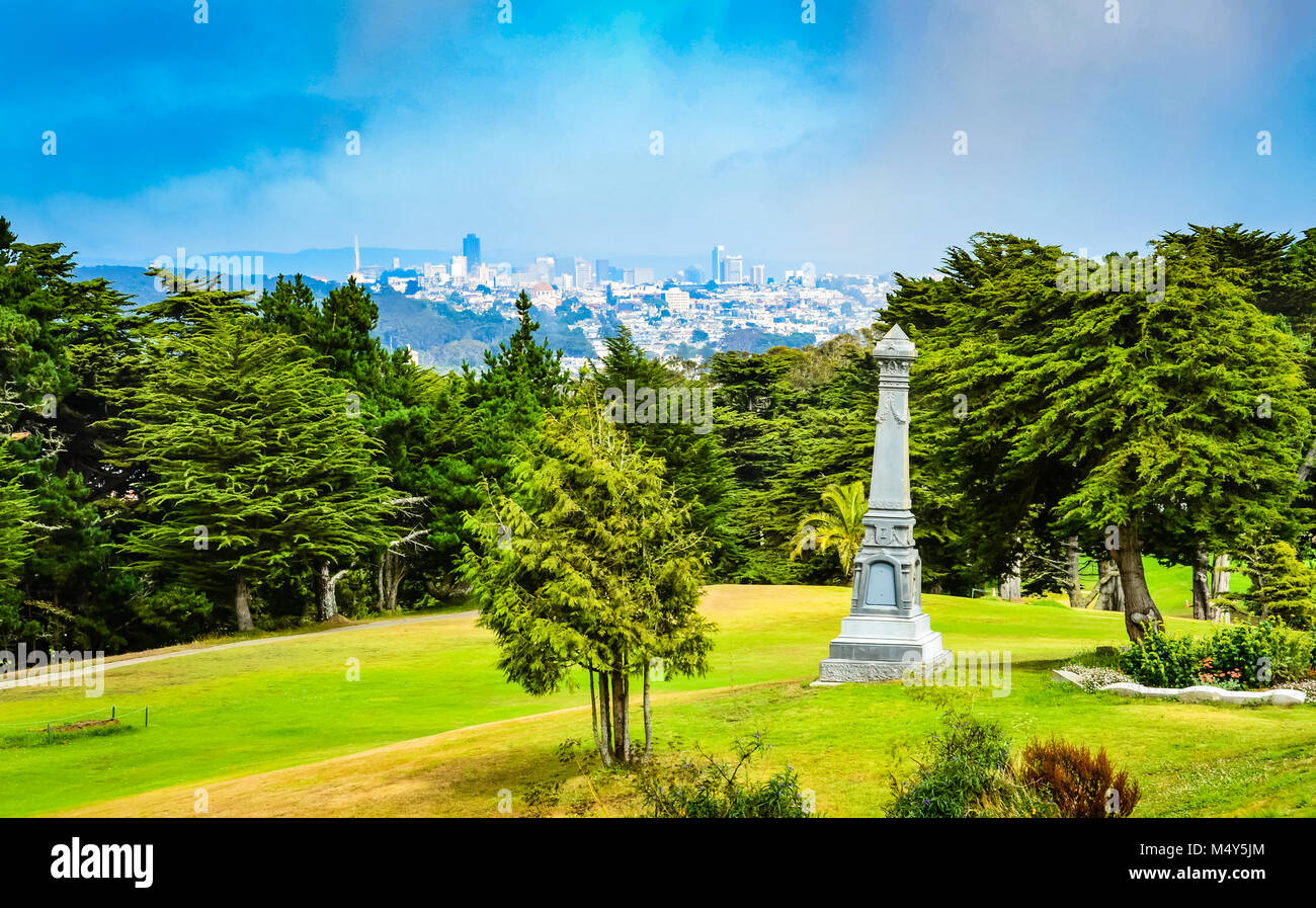 Lincoln Park in San Francisco, California, was dedicated to President Abraham Lincoln in 1909 and includes about 100 acres. Stock Photo