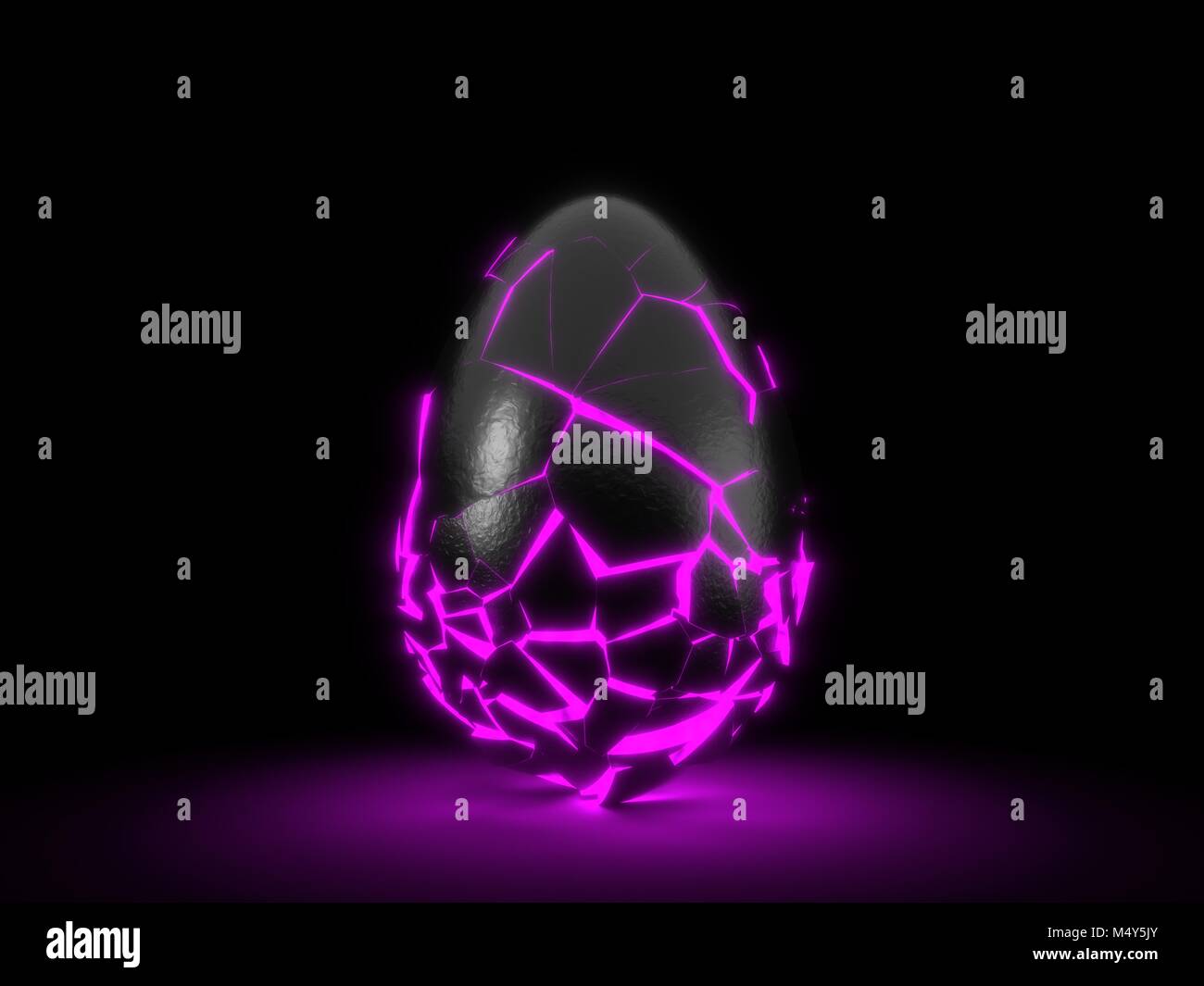 fractured black egg in the dark. 3d illustration Stock Photo Alamy