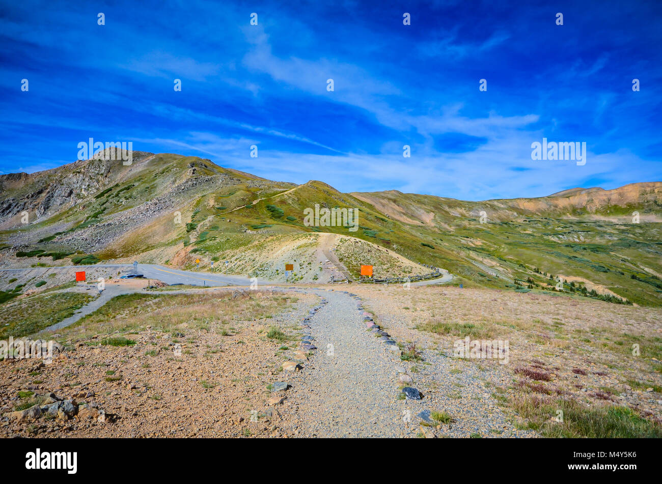 Hiking trail to peak at Loveland Pass in the Rocky Mountains of Colorado. Stock Photo