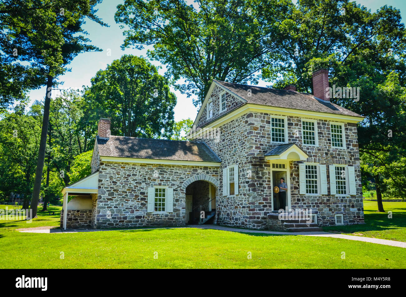 This stone house was General George Washington's winter headquarters during the American Revolution. Now a historic site, it can be found at Valley Fo Stock Photo