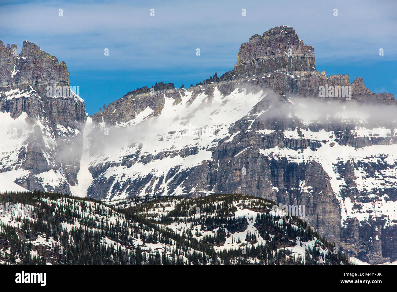 Iceberg Notch from Many Glacier Valley Stock Photo Alamy