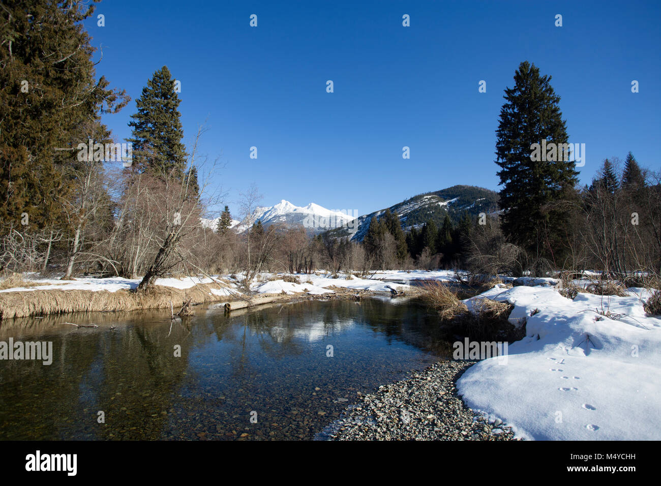 Bull River, winding north, with Ibex Peak in the Mountains in