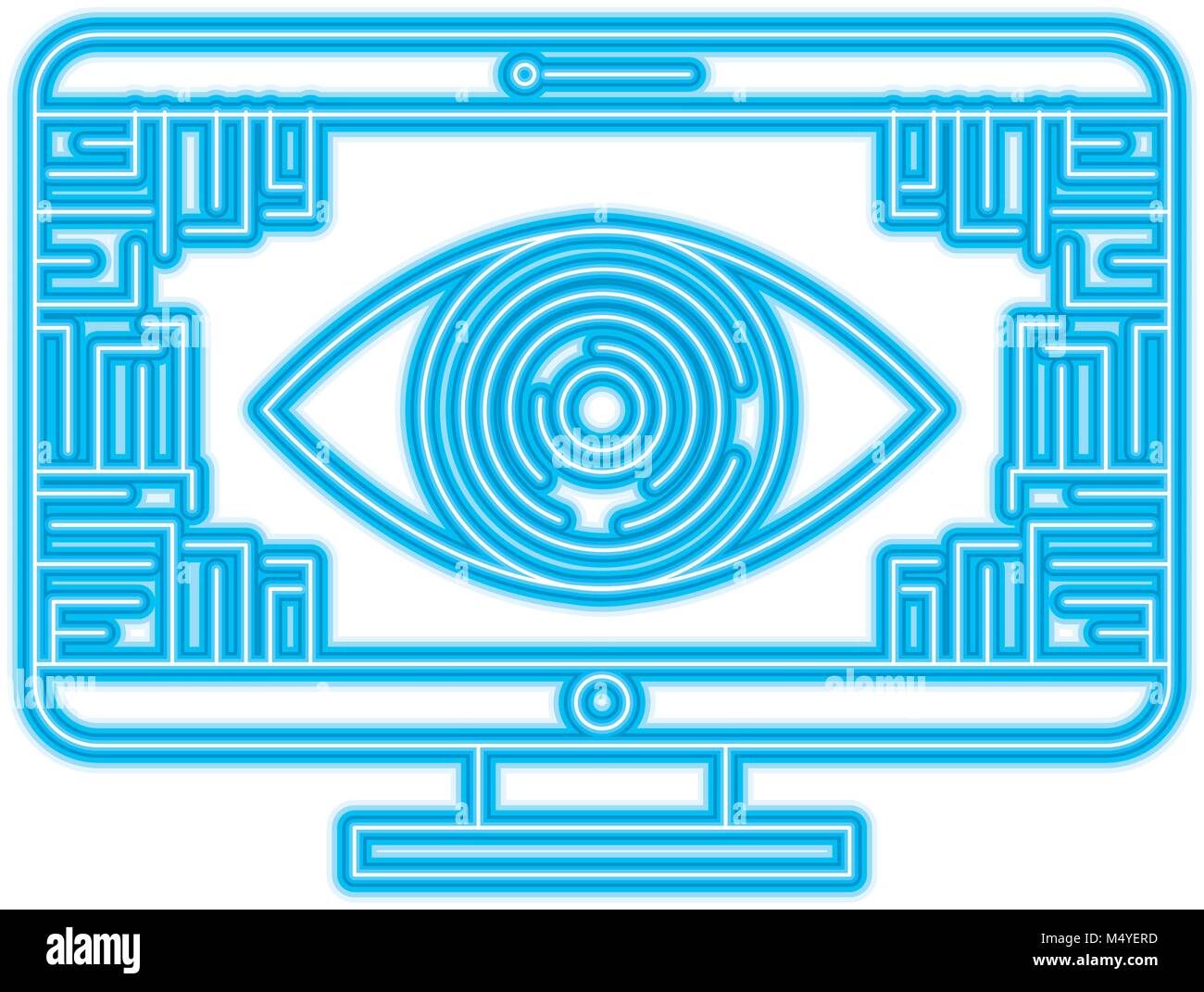 Eye Computer Terminal monitor computer eye security data circuit connection Stock Vector ...