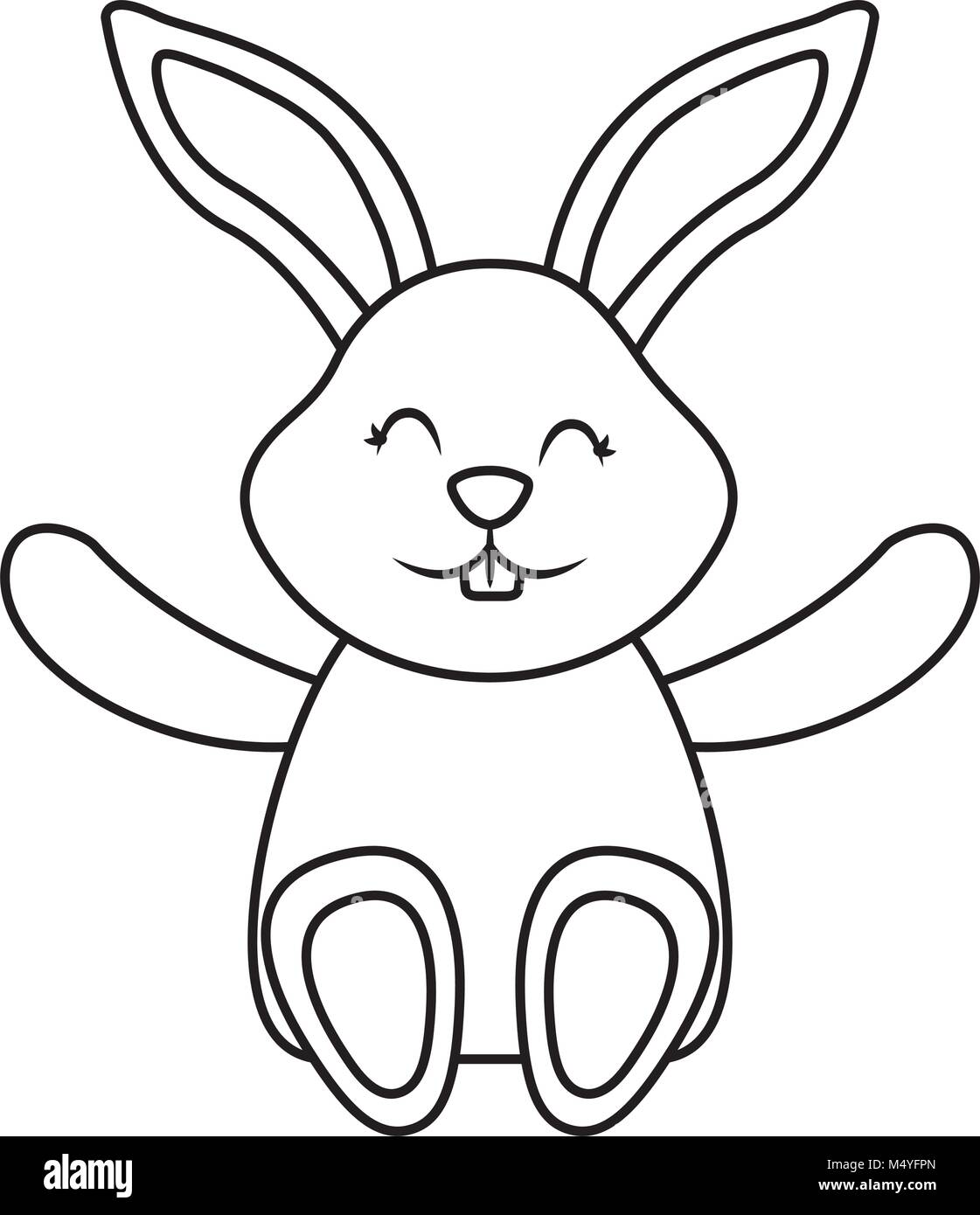 cute little bunny sitting animal happy Stock Vector Image & Art - Alamy