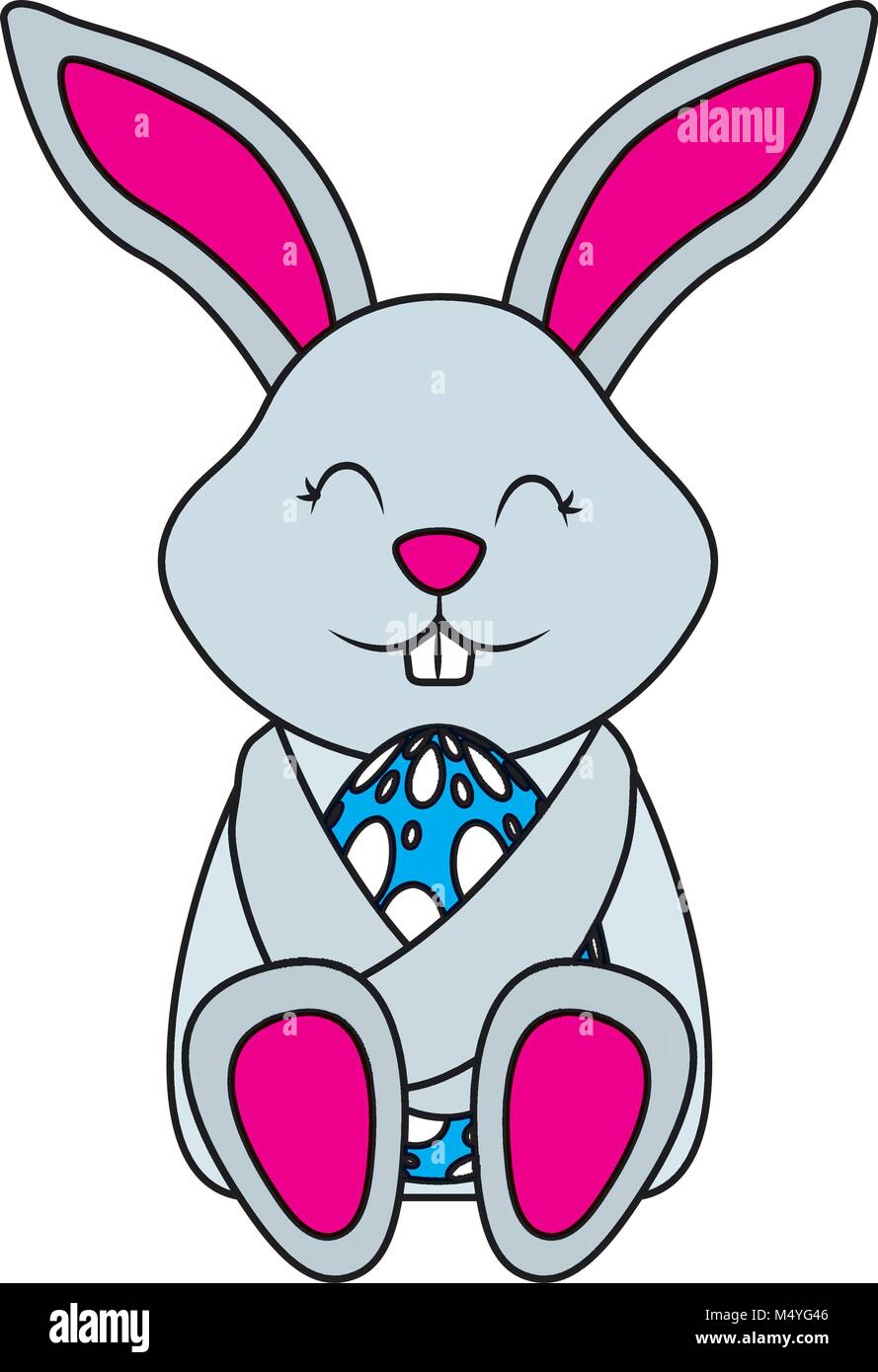 little cute rabbit hugs easter egg Stock Vector Image & Art - Alamy