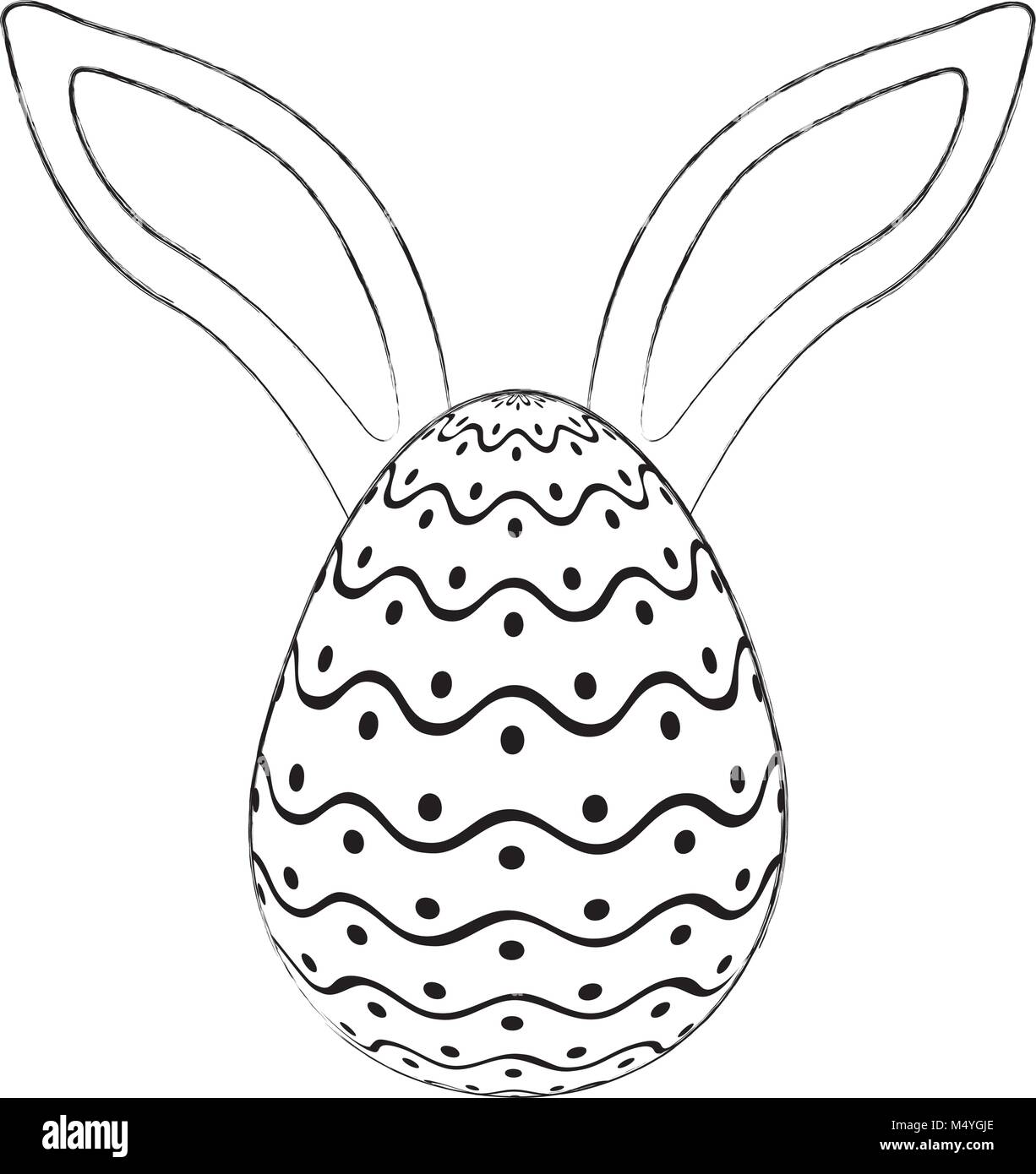 easter egg with rabbit ears decoration Stock Vector Image & Art - Alamy