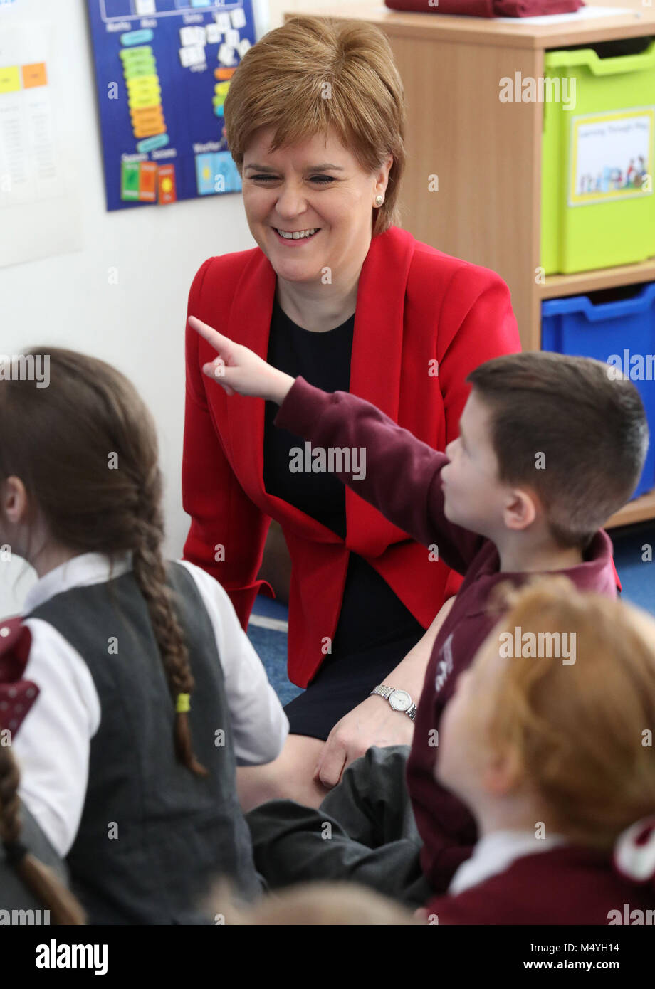 First Minister Nicola Sturgeon during a visit to Levenvale Primary