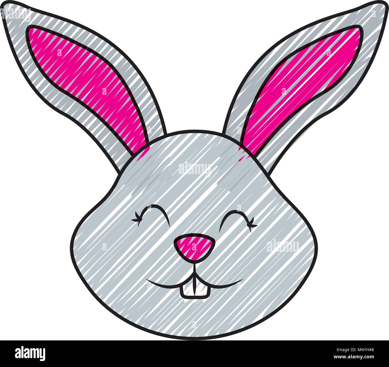 funny cute head rabbit ears animal cartoon Stock Vector