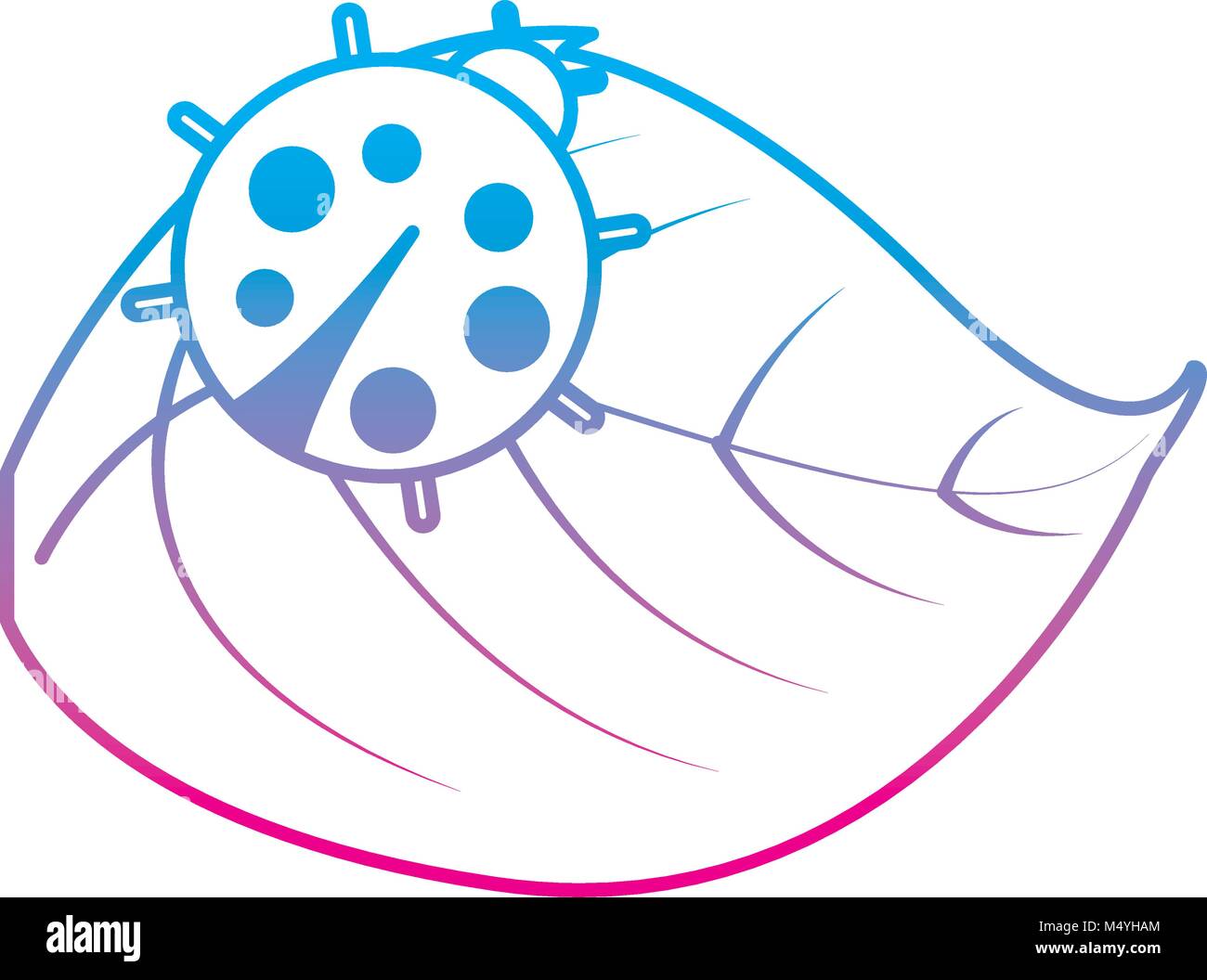 cute ladybug in leaf natural wildlife animal Stock Vector Image & Art ...