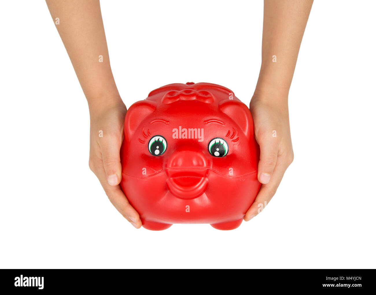 Little girl holding an Piggy Bank Stock Photo - Alamy