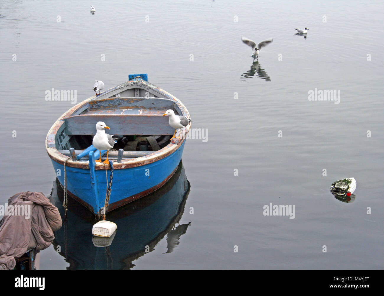 Empty wooden boat on water hi-res stock photography and images - Alamy