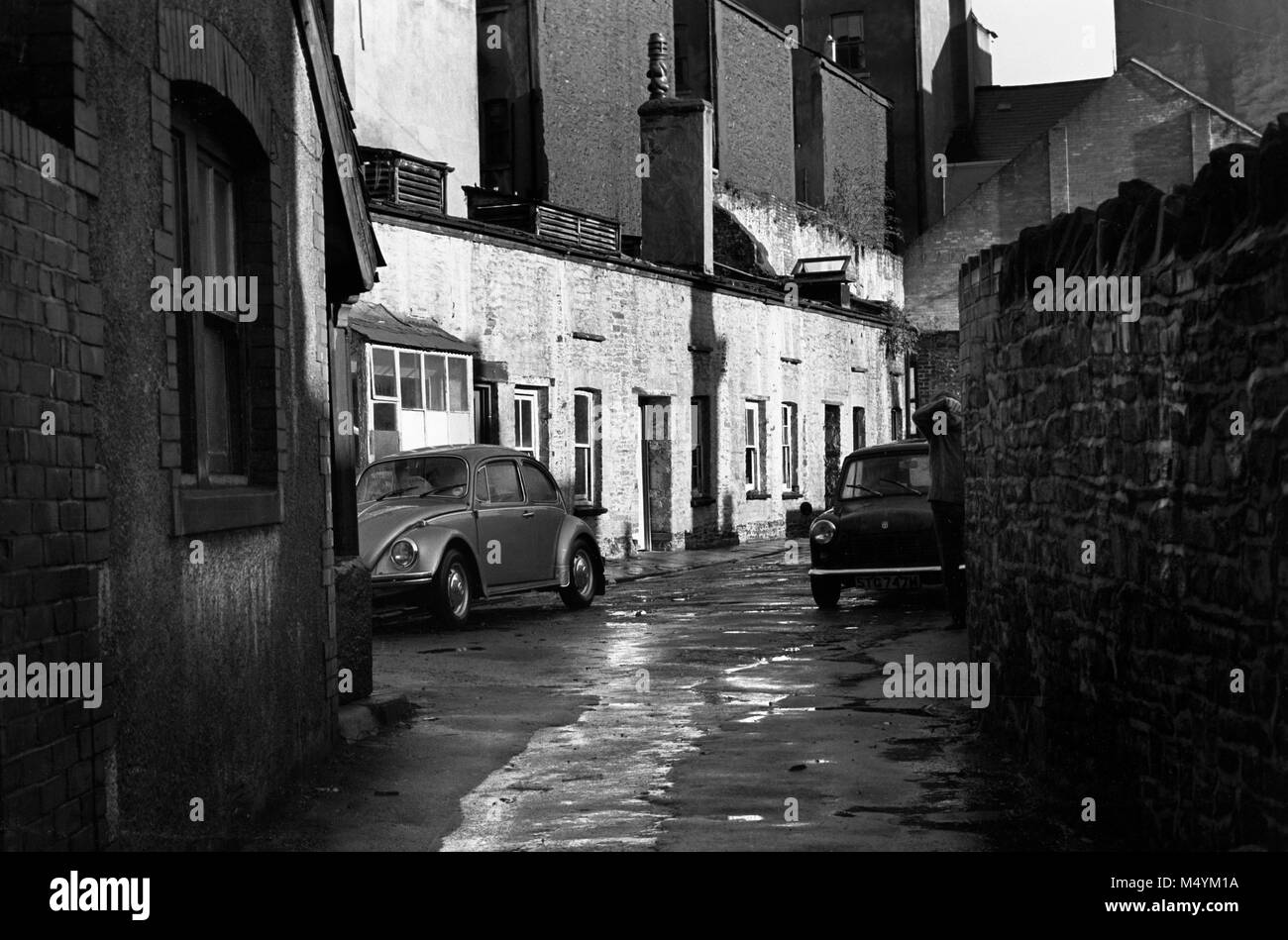 UK, Wales, Cardiff, Womanby Street, Jones Court in 1970s before restoration of houses built to house workers building the docks Stock Photo