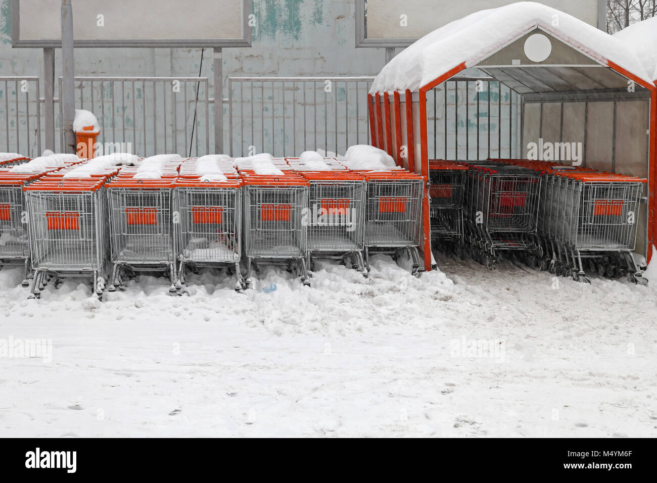 Snow shopping carts Stock Photo