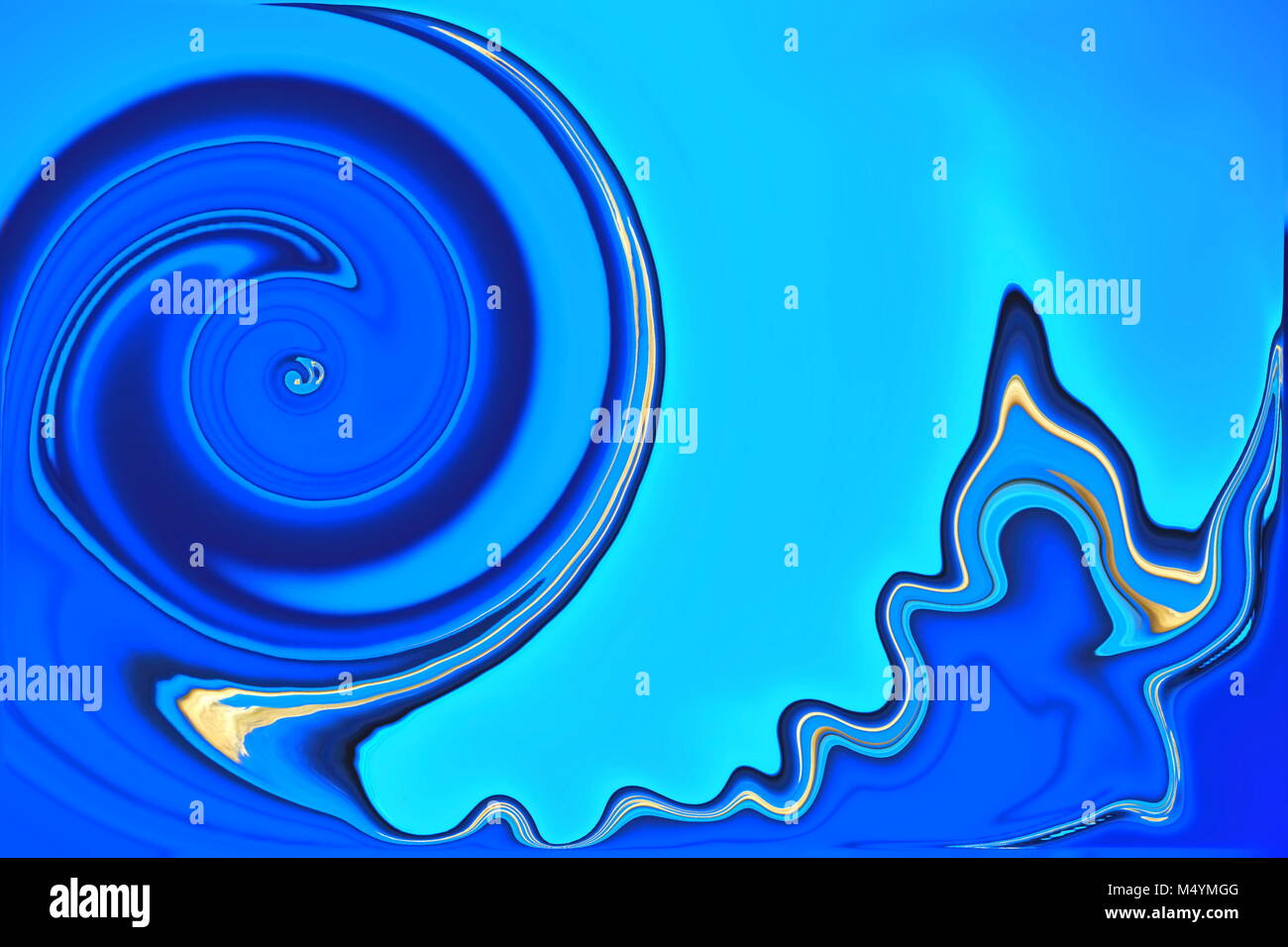 Distorted wavy  picture in aqua blue shades. Bright abstract swirl  background. Stock Photo