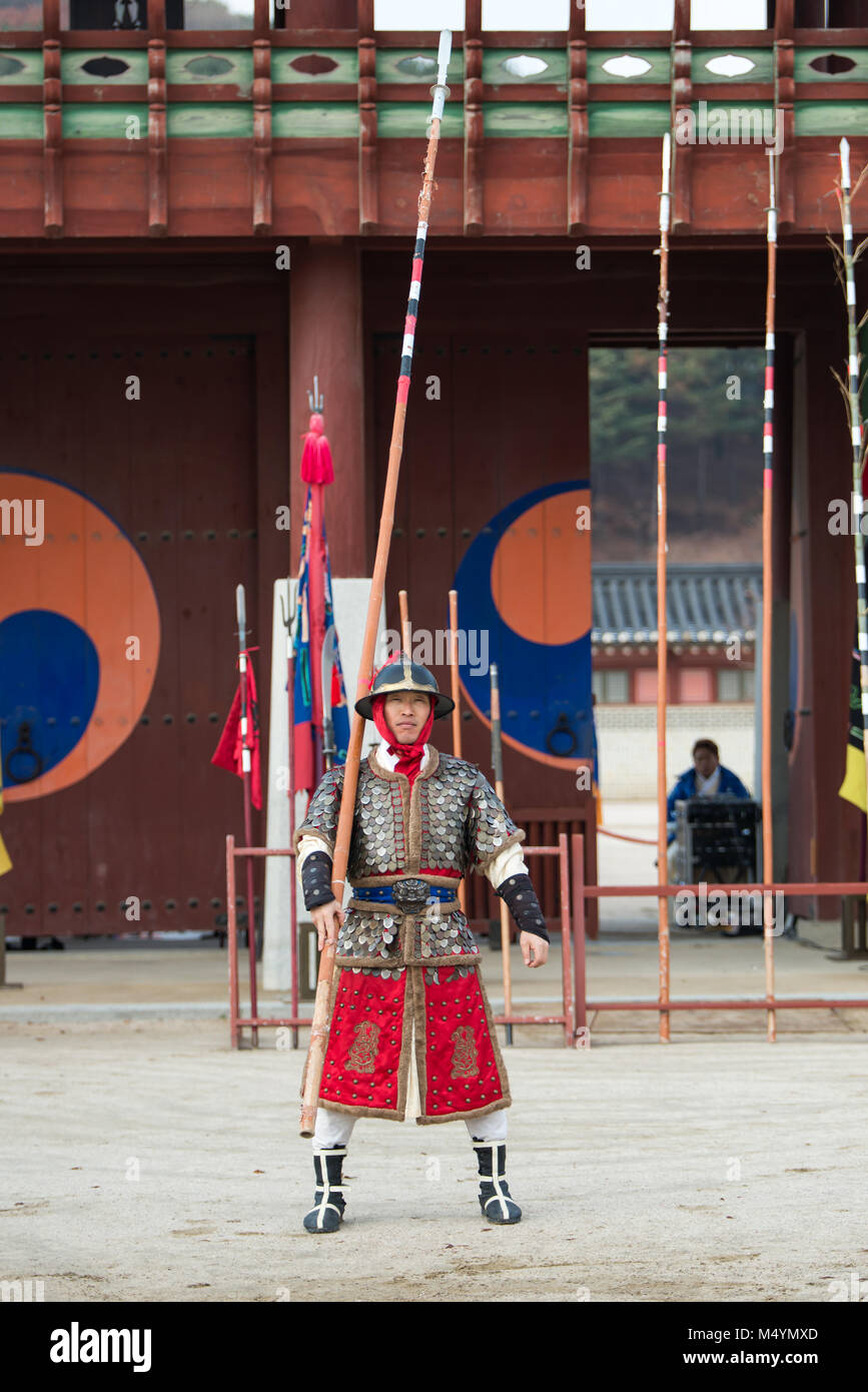 Korean soldier with traditional Joseon dynasty during show martial arts Stock Photo