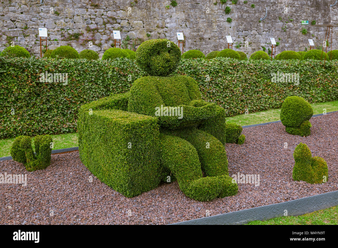 Bush sculpture in park - Durbuy Belgium Stock Photo