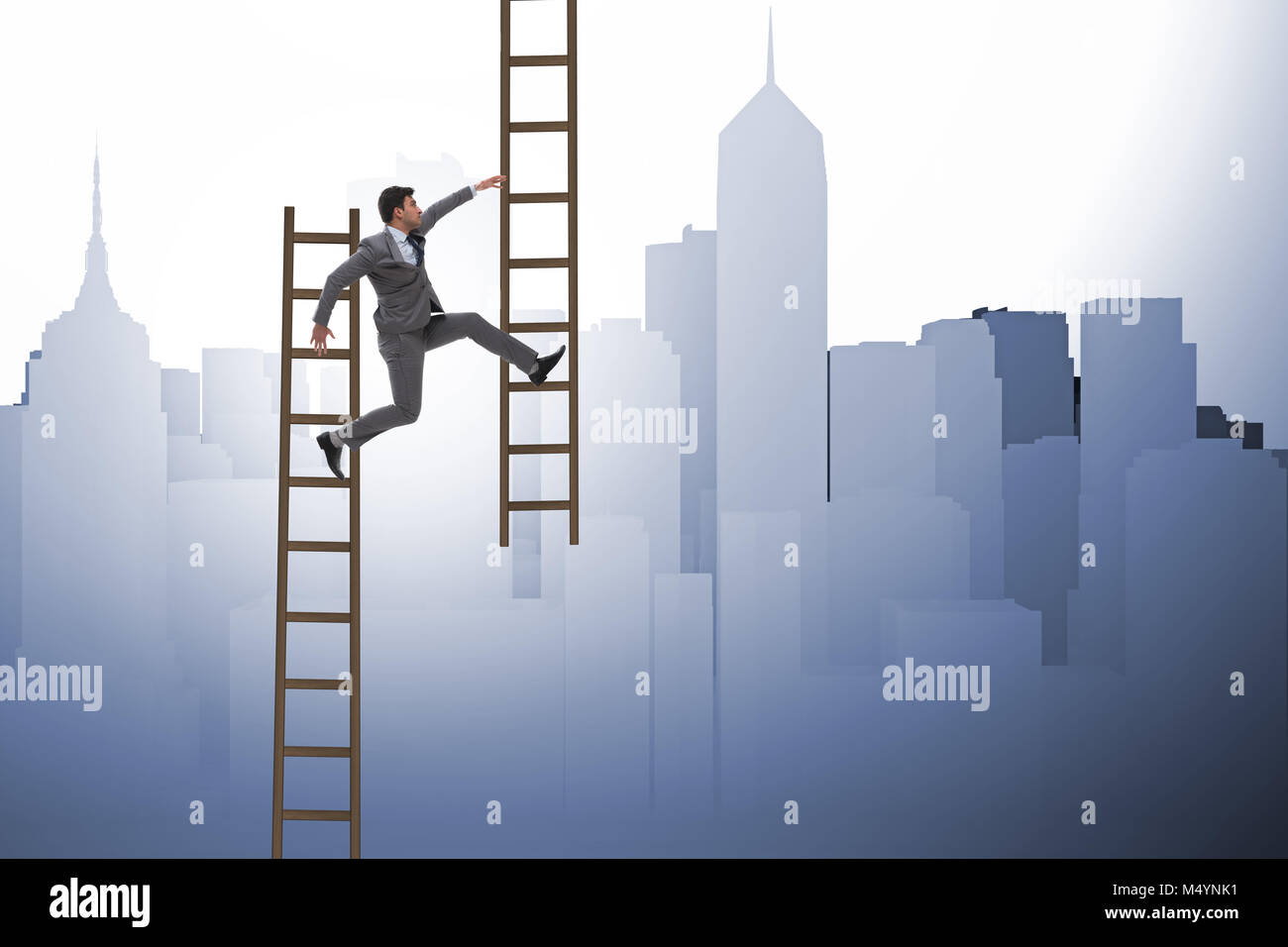 Businessman climbing career ladder in business concept Stock Photo - Alamy