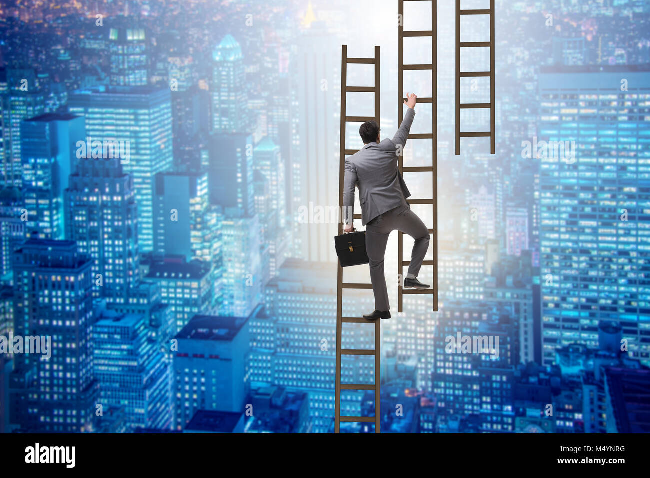 Businessman climbing career ladder in business concept Stock Photo - Alamy
