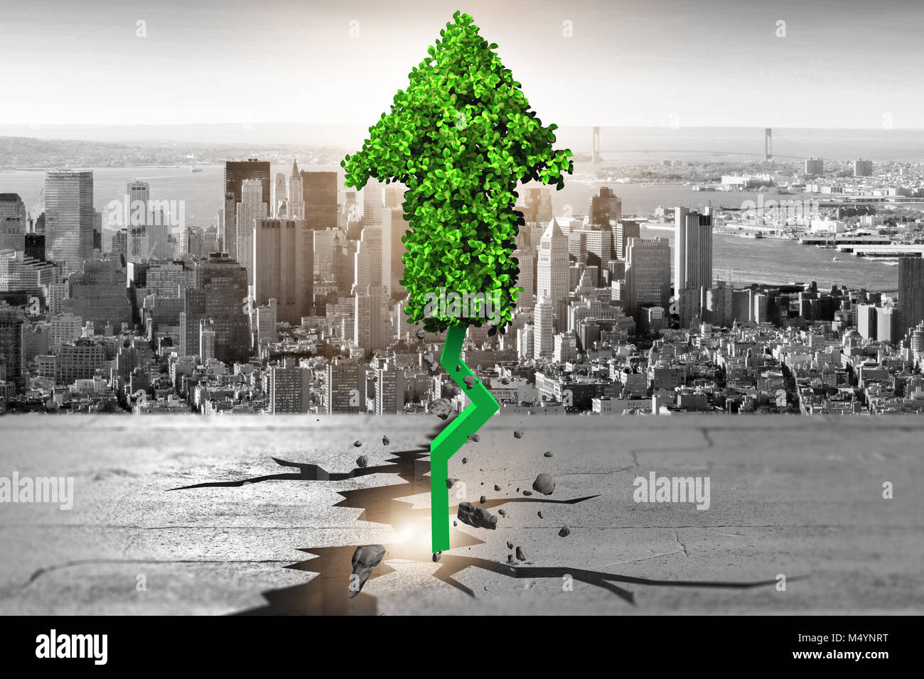 Green arrow pointing upwards - 3d rendering Stock Photo - Alamy