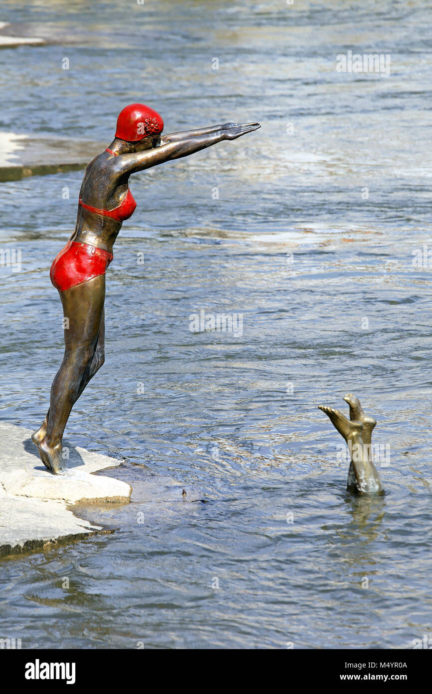 Swimmer statue Stock Photo
