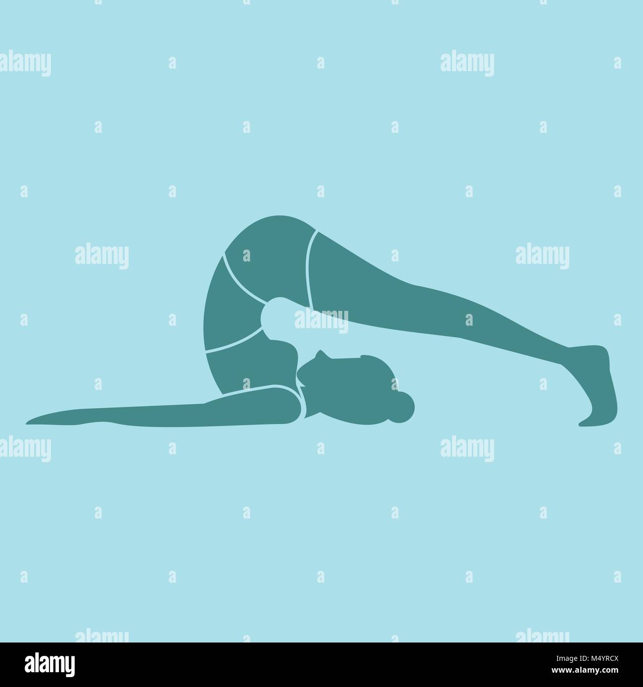 Silhouette of Back Body Stretches Pose Yoga Posture Vector Illustration Stock Vector Image & Art