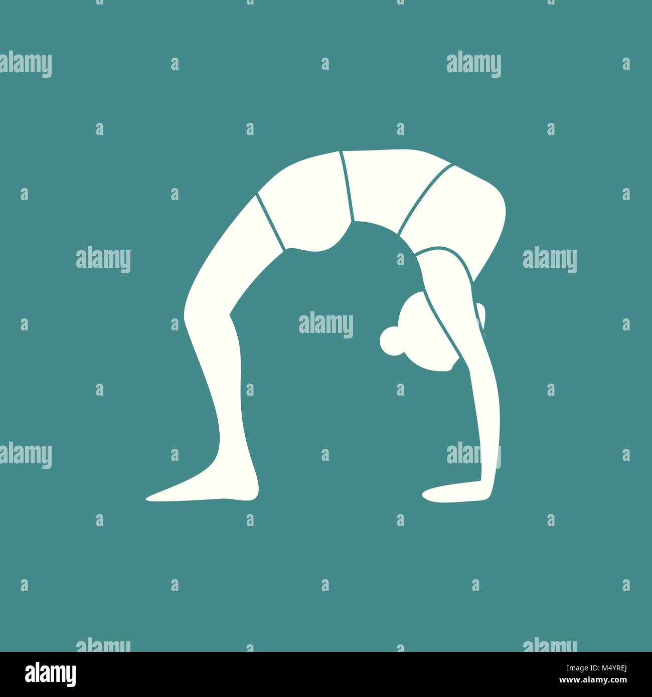 Silhouette of Bridge Stretches Yoga Pose Vector Illustration Stock Vector