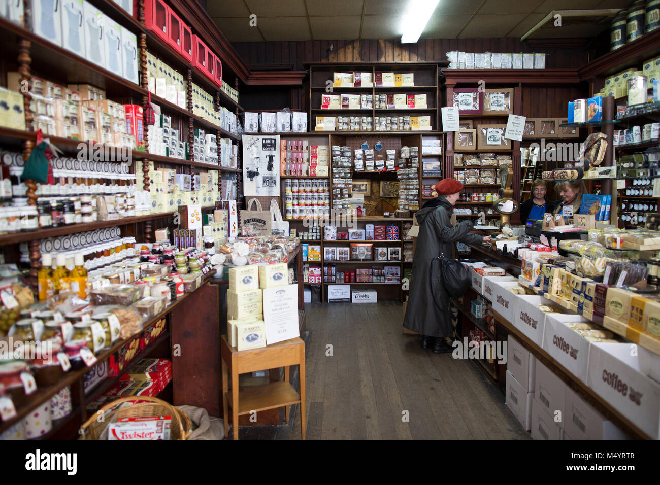 W Martyn grocery store, specialist tea and coffee store, retailers of fine foods, old-fashioned family business, Muswell Hill, London, England UK Stock Photo