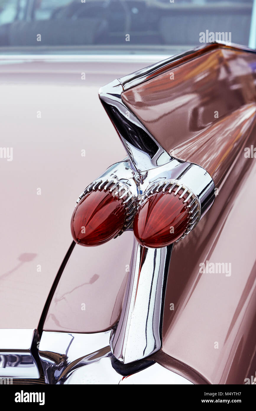 Rear view and tail fins of a 1959 Cadillac Eldorado Stock Photo