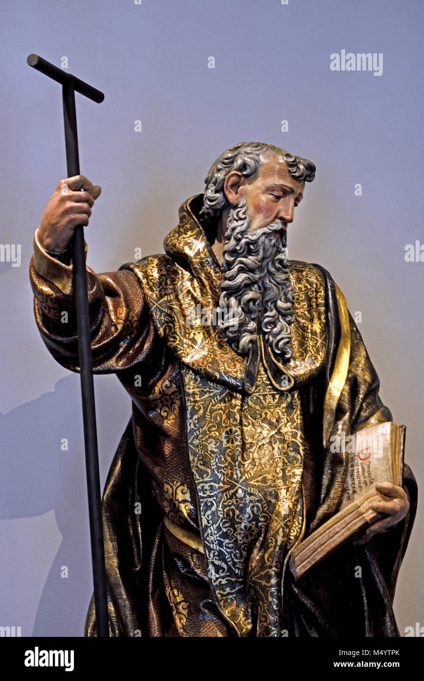 Saint Anthony the Abbot 1546 ( Workshop of Juan de Juni 1507-1577 ) Spain, Spanish, Stock Photo